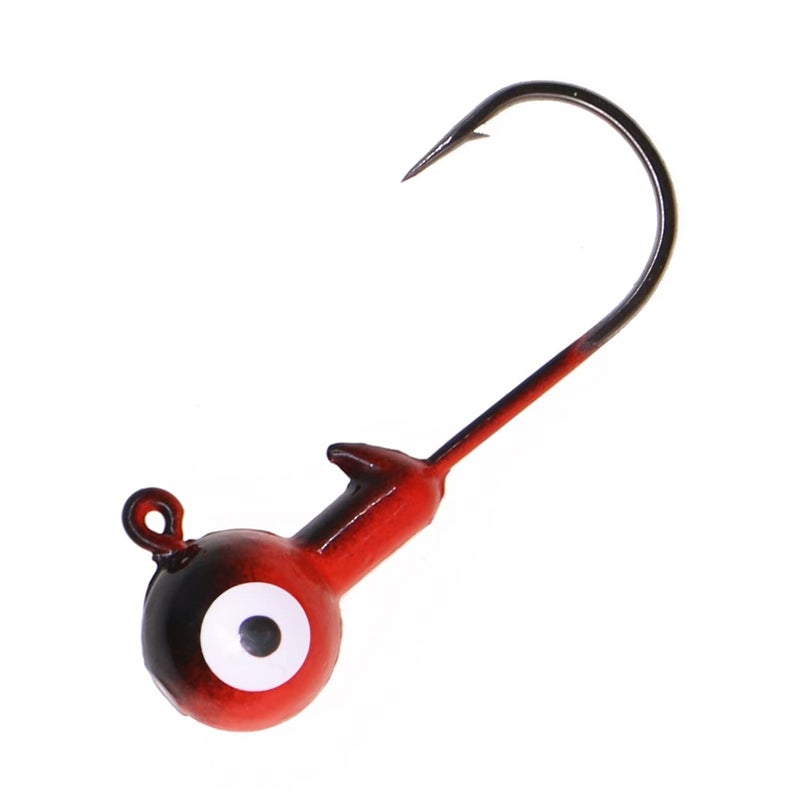 Temorah Fishing Lures Jig Heads,Ball Heads 1/32oz-1oz,Sharp Fishing Hooks for Freshwater or Saltwater (Fluorescent Red/Black, 1/16OZ 50PCS) - Image 1